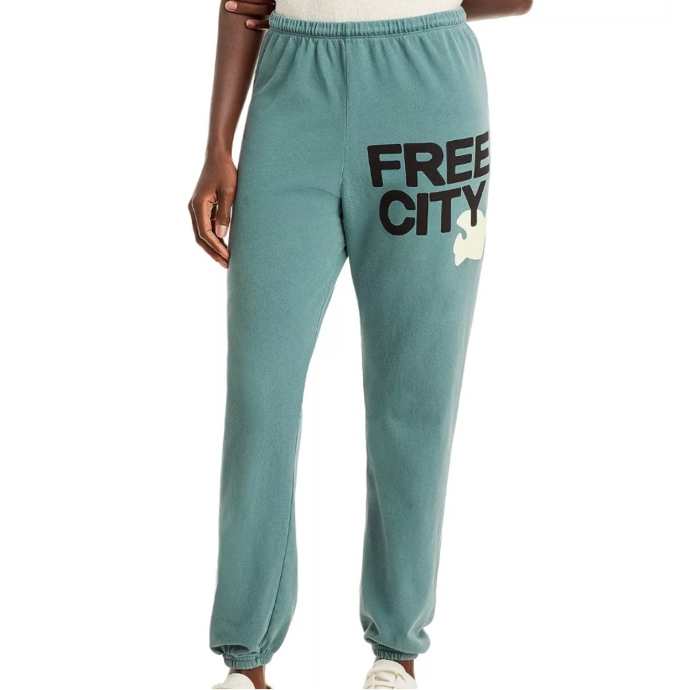 New FREECITY Cotton Logo Sweatpants in Surplus Green Size Medium